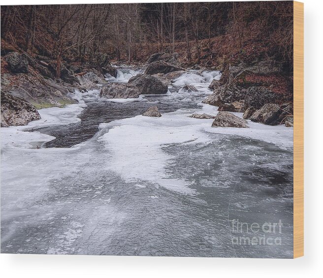 Photography Wood Print featuring the photograph River With Ice by Phil Perkins