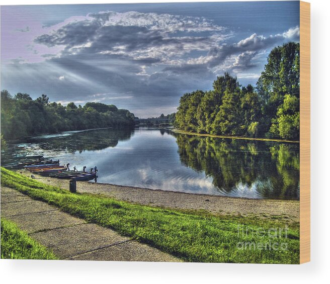 River Wood Print featuring the photograph Riverbank Boats by Nina Ficur Feenan