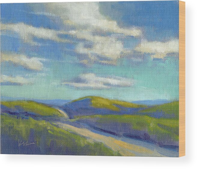 Landscape Wood Print featuring the painting Road to the Sky by Konnie Kim