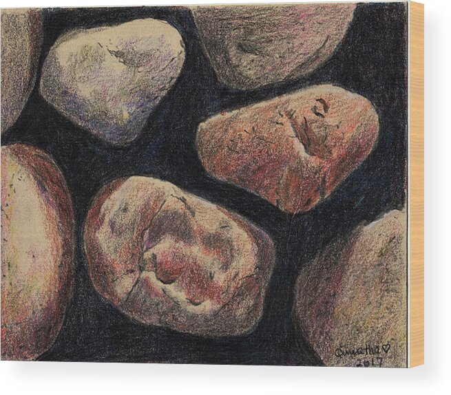 Rock Wood Print featuring the drawing Rocks by Quwatha Valentine