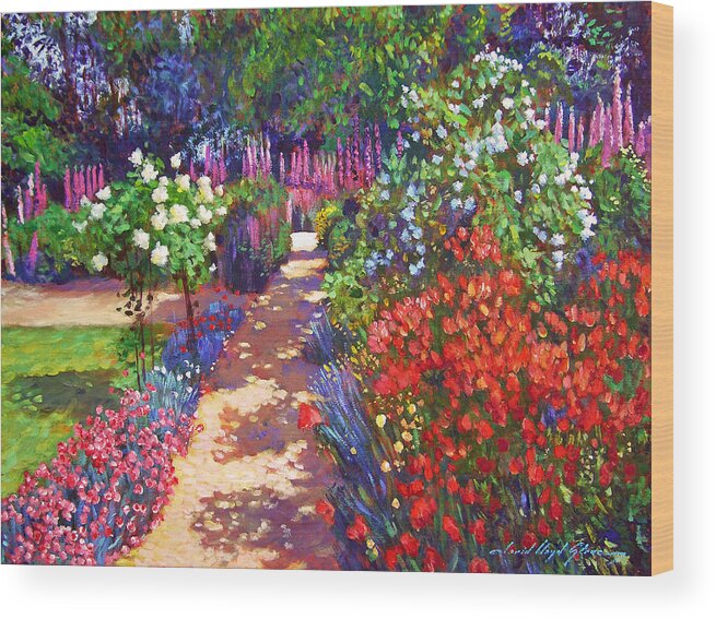 Impressionism Wood Print featuring the painting Romantic Garden Walk by David Lloyd Glover