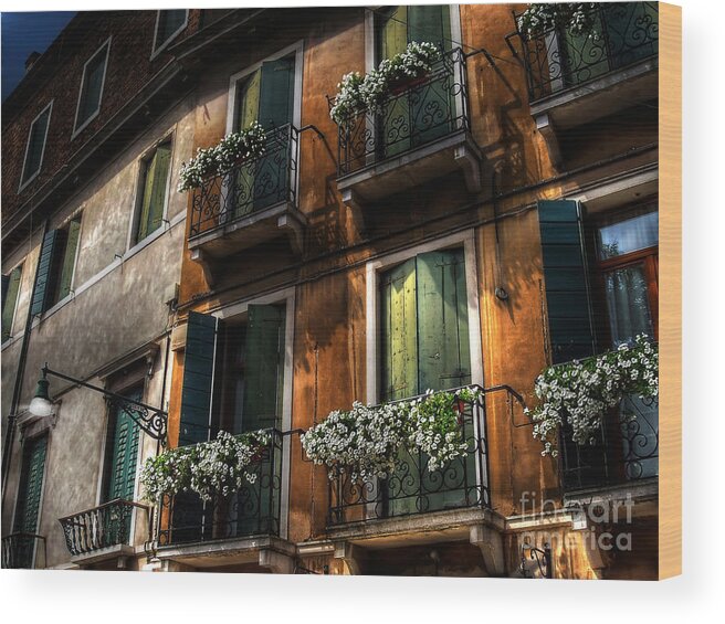 Venice Wood Print featuring the photograph Rooms With A View by Lois Bryan