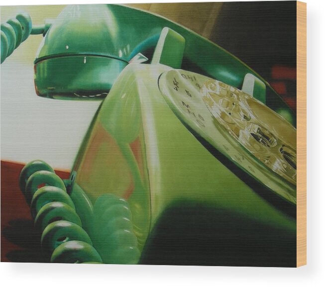 Telephone Wood Print featuring the painting Rotary by Denny Bond