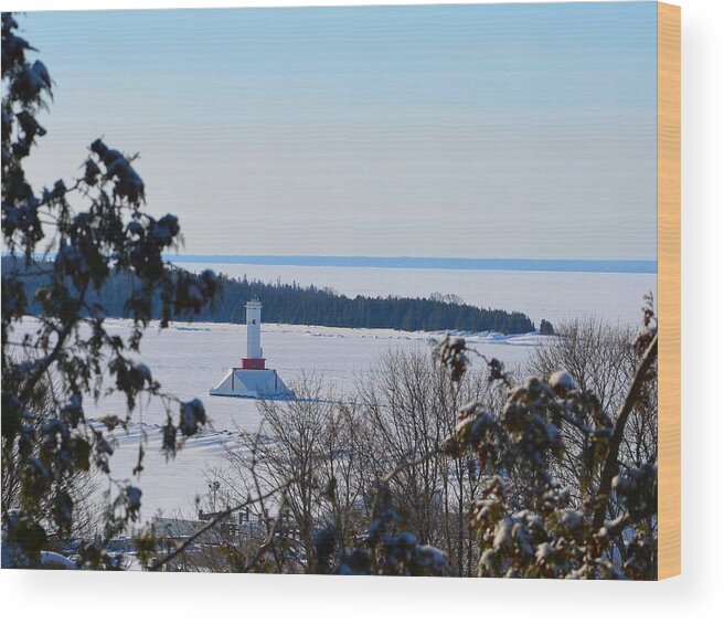 Lighthouse Wood Print featuring the photograph Round Island Passage Light Through The Trees by Keith Stokes