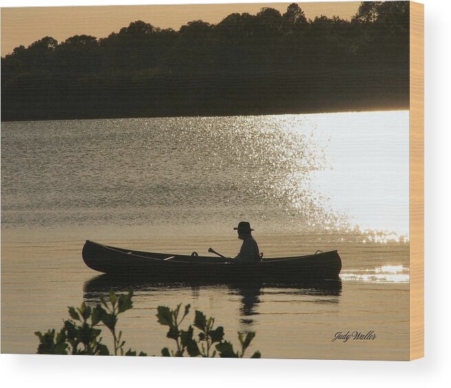 Water Wood Print featuring the photograph Rowing On The Lake by Judy Waller