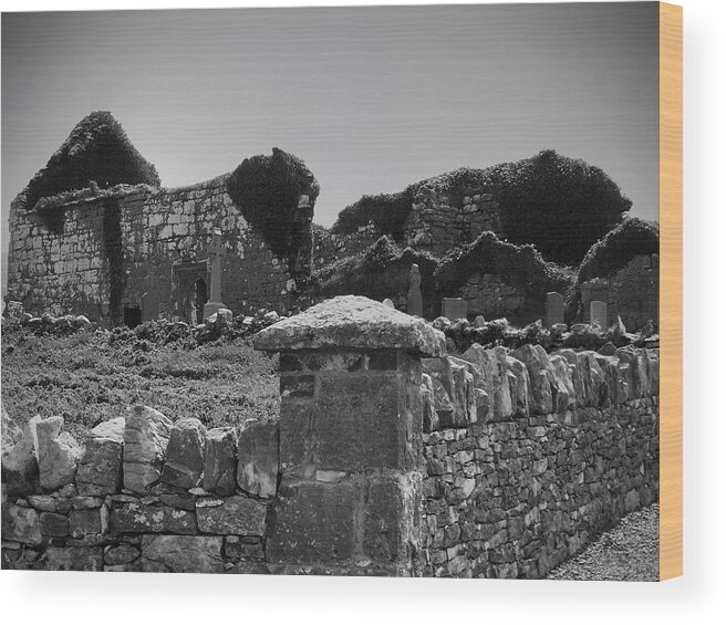 Irish Wood Print featuring the photograph Ruins in the Burren County Clare Ireland by Teresa Mucha
