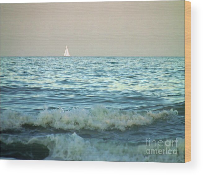 Beach Wood Print featuring the photograph Sailboat On The Horizon by D Hackett