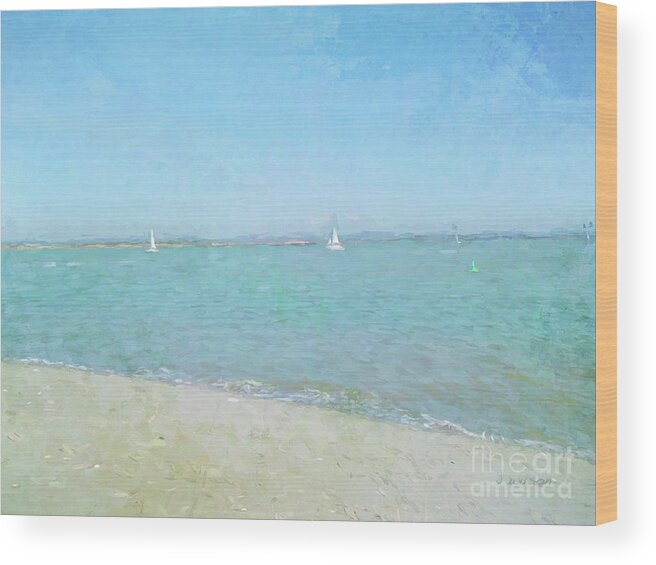 Beach Wood Print featuring the digital art Sailboats at West Wittering by Jayne Wilson