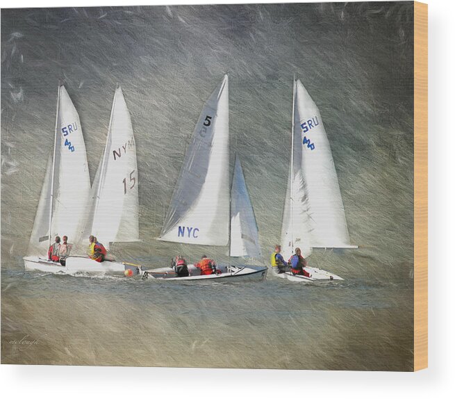 Sail Boats Wood Print featuring the photograph Sailing Circles by Mary Clough