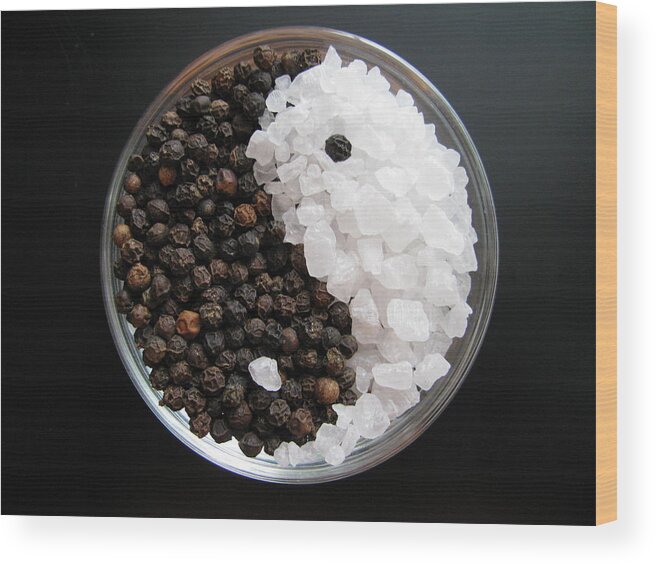 Black Wood Print featuring the photograph Salt and Pepper Yin and Yang by Lindie Racz