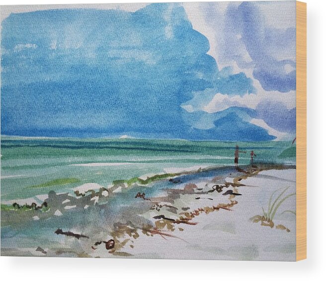 Sanibel Island Florida Turqouise Water Beach Coastal Wood Print featuring the painting Sanibel Wracklines by Maggii Sarfaty