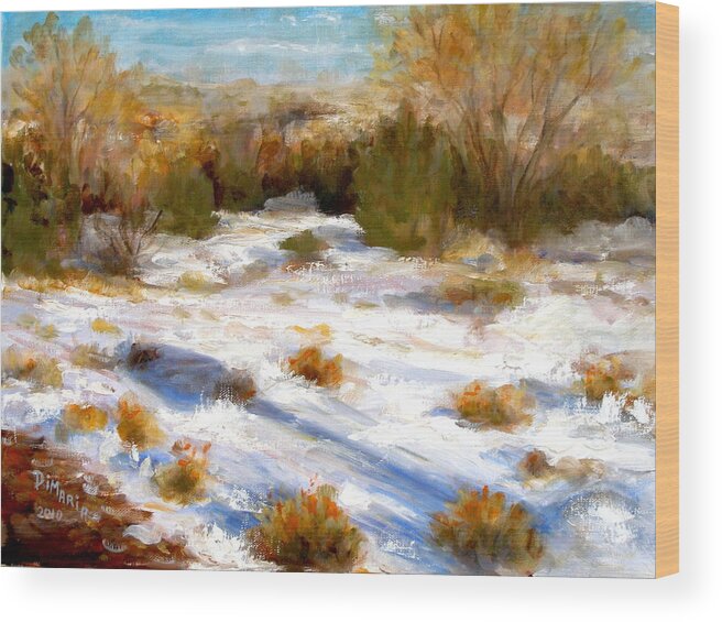 Realism Wood Print featuring the painting Santa Fe Winter by Donelli DiMaria