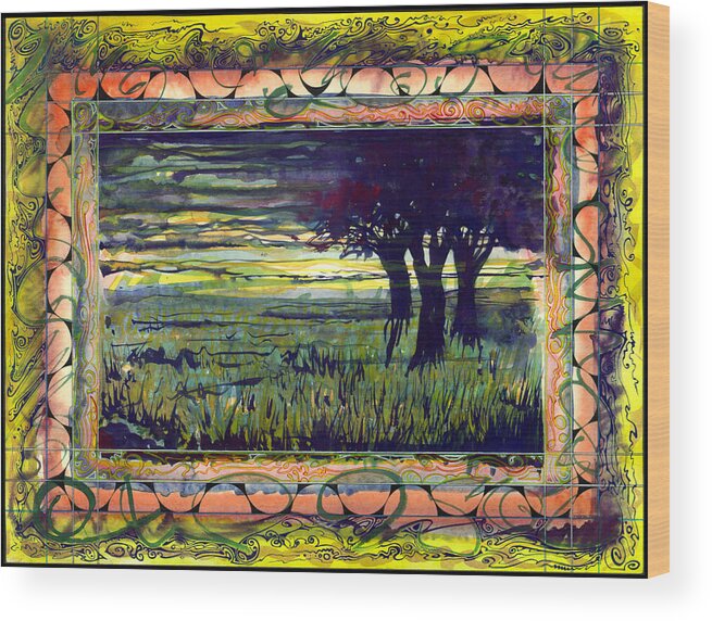 Abstract Wood Print featuring the painting Savannah by Tom Hefko