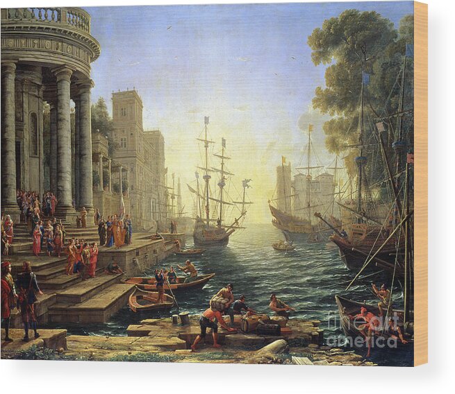 Seaport with the Embarkation of Saint Ursula Wood Print by Claude