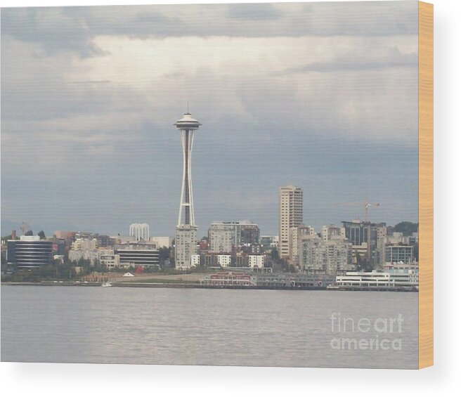 Landscape Wood Print featuring the photograph Seattle Skyline Space Needle by Carol Riddle