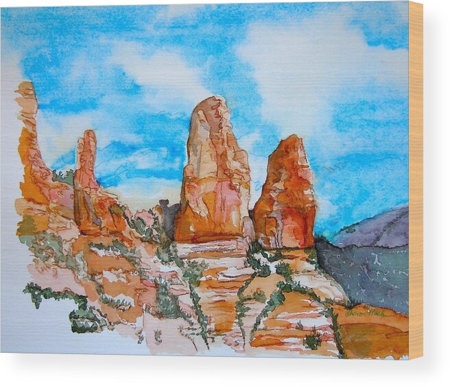 Sedona Arizona Wood Print featuring the painting Sedona Red Rocks by Sharon Mick