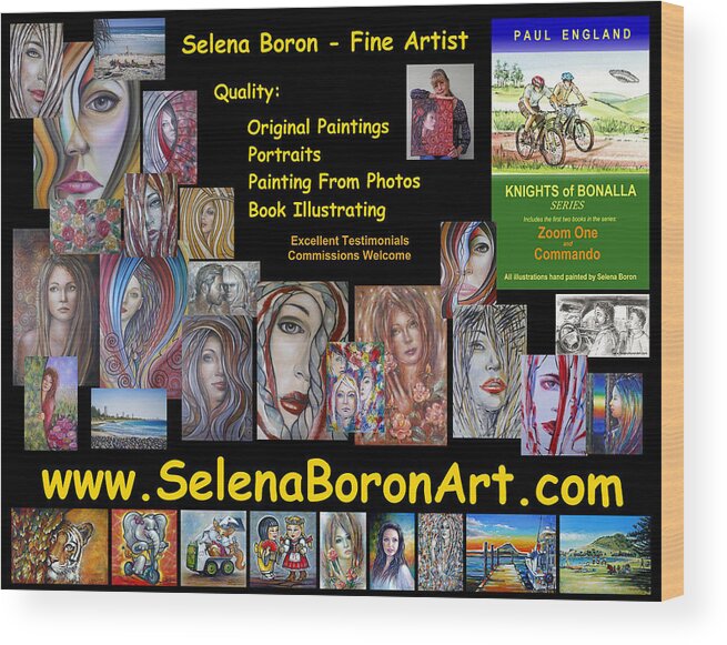 Selena Boron Fine Art Wood Print featuring the painting Selena Boron Photo Card 1 by Selena Boron