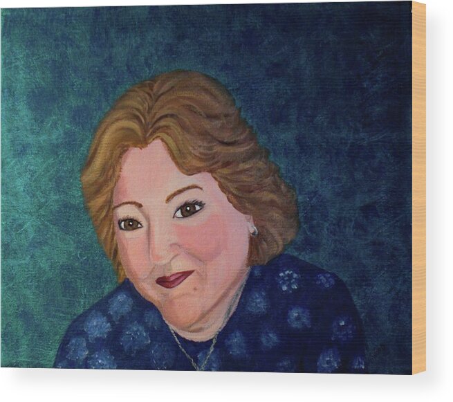 Portrait Wood Print featuring the painting Self Portrait by Nancy Sisco