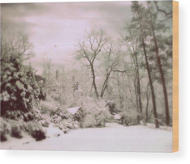 Snow Wood Print featuring the photograph Serene in Snow by Jessica Jenney