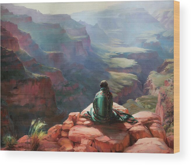 Southwest Wood Print featuring the painting Serenity by Steve Henderson