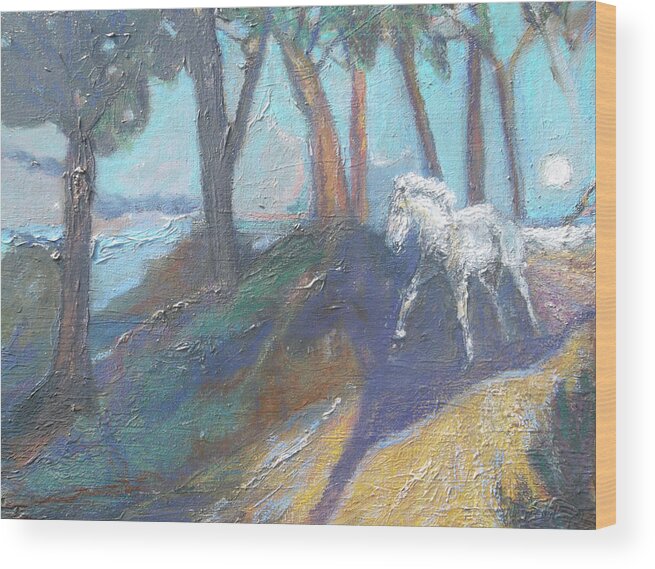 Horse Wood Print featuring the painting Shadow Runner by Susan Esbensen