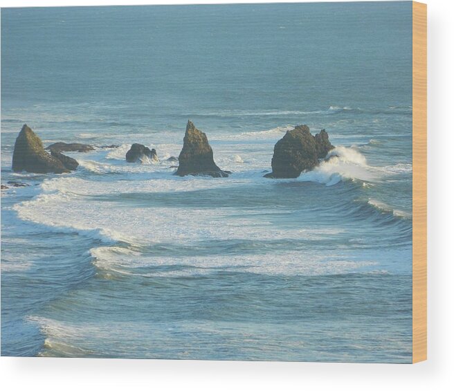 Oregon Wood Print featuring the photograph Shadowed Waves by Gallery Of Hope 