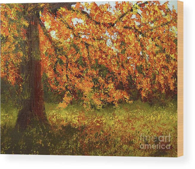  Wood Print featuring the painting Shady Oak by Barrie Stark