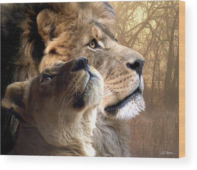 Lions Wood Print featuring the digital art Sharing the Vision by Bill Stephens