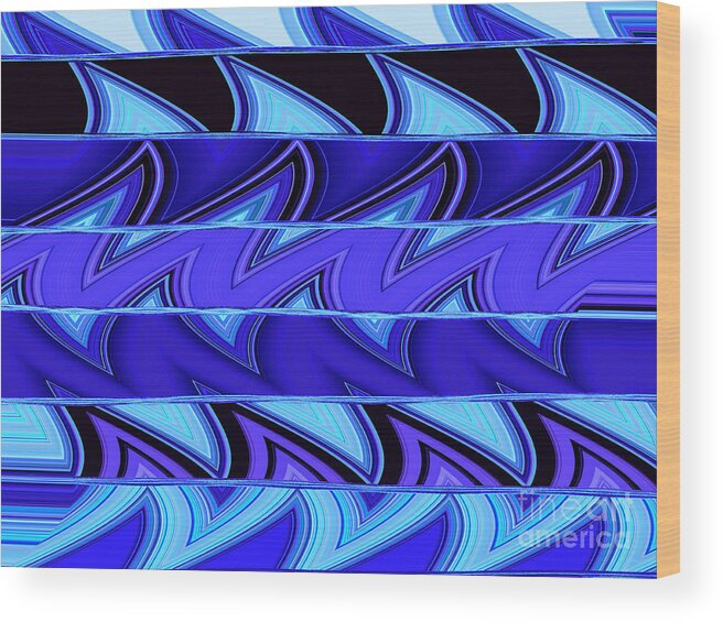 Ocean Wood Print featuring the digital art Shark Fins by Ann Johndro-Collins