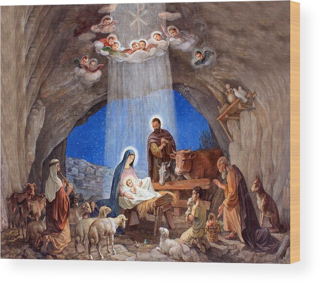 Photo Wood Print featuring the photograph Shepherds Field Nativity Painting by Munir Alawi