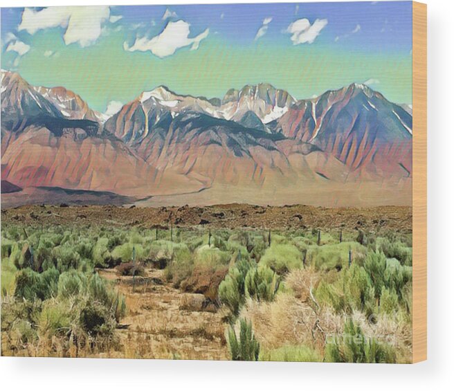 Mountains Wood Print featuring the digital art Sierras I by Jackie MacNair