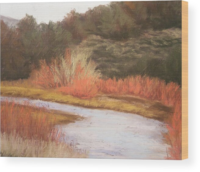 Landscape. Water Wood Print featuring the painting Silent Splendor by Sandi Snead
