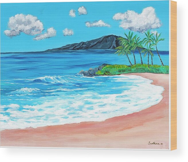  Beaches Wood Print featuring the painting Simply Maui 18 x 24 by Santana Star