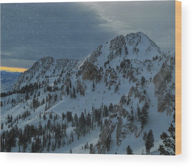 Snowbasin Ski Area As A Snow Globe Wood Print featuring the photograph Snowbasin Ski Area as a Snow Globe by Raymond Salani III
