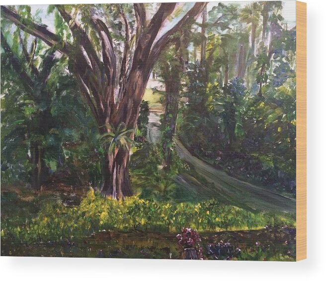 Park Wood Print featuring the painting Somewhere in the Park by Belinda Low