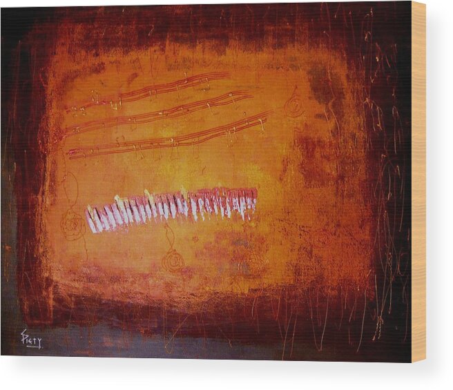 Abstract Wood Print featuring the painting Sound of Music by Piety Dsilva