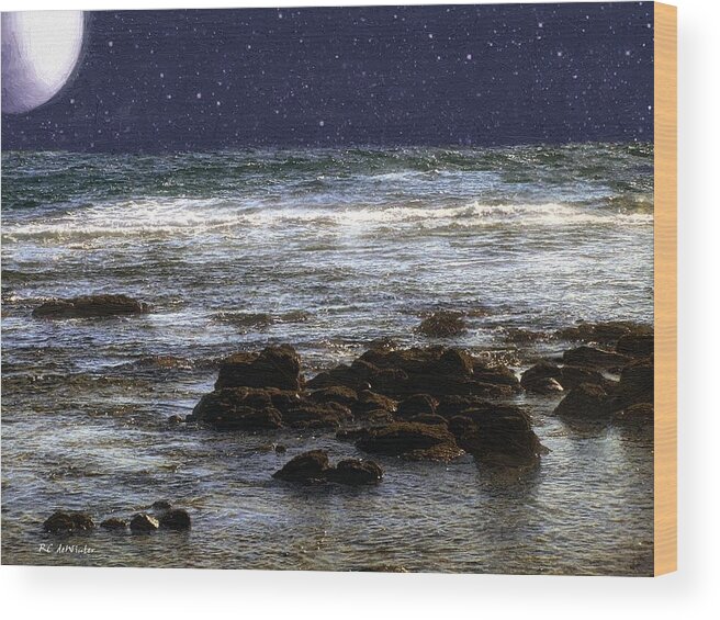 Landscape Wood Print featuring the painting Sparkling Sea by RC DeWinter