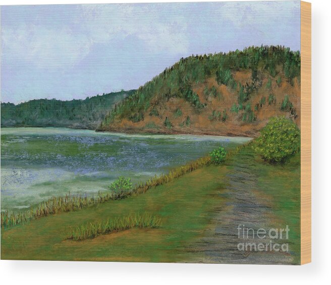 Spencer Wood Print featuring the pastel Spencer Spit by Ginny Neece