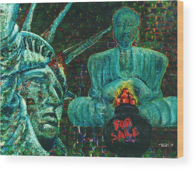 Buddha Wood Print featuring the painting Spiritual Exhaustion number two by Dennis Tawes