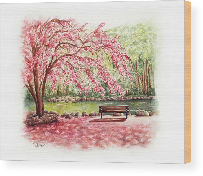 Lithia Park Wood Print featuring the painting Spring at Lithia Park by Lori Taylor