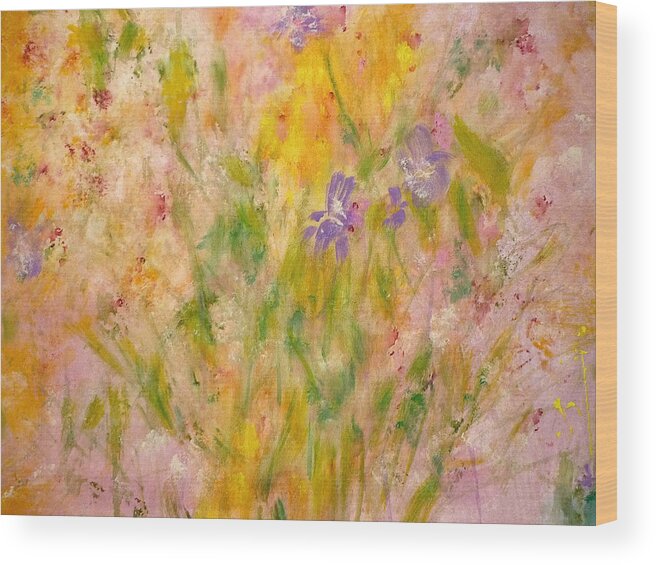 Spring Meadow Wood Print featuring the painting Spring Meadow by Claire Bull