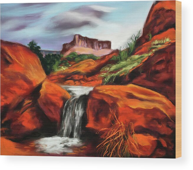 Landscape Wood Print featuring the painting Spring Run Off by Sandi Snead