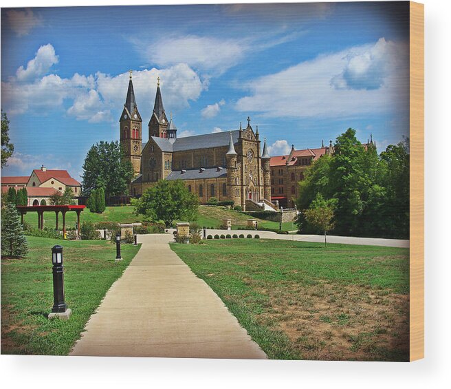 St.meinred Wood Print featuring the photograph St Meinred Retreat in Indiana by Stacie Siemsen
