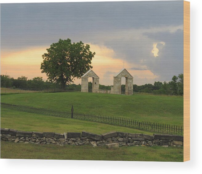 Church Wood Print featuring the photograph St. Patrick's Mission Church Memorial by Keith Stokes