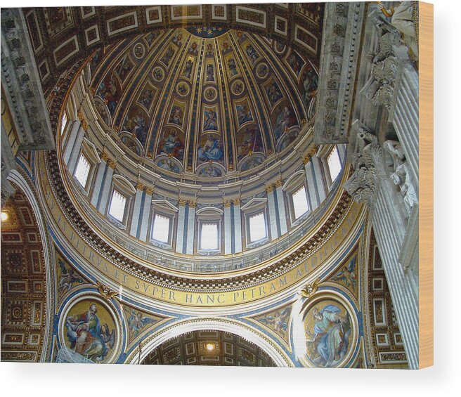 Vatican Wood Print featuring the photograph St. Peters Basilica Dome by Roger Passman