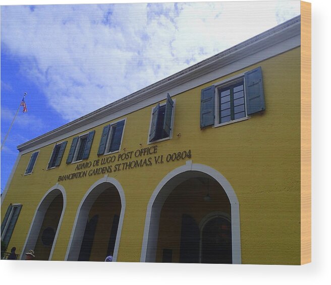 Architecture Wood Print featuring the photograph St. Thomas Post Office by Lois Lepisto