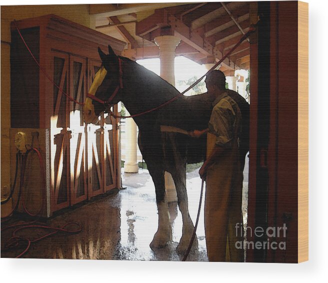 Horse Wood Print featuring the photograph Stable Groom - 1 by Linda Shafer