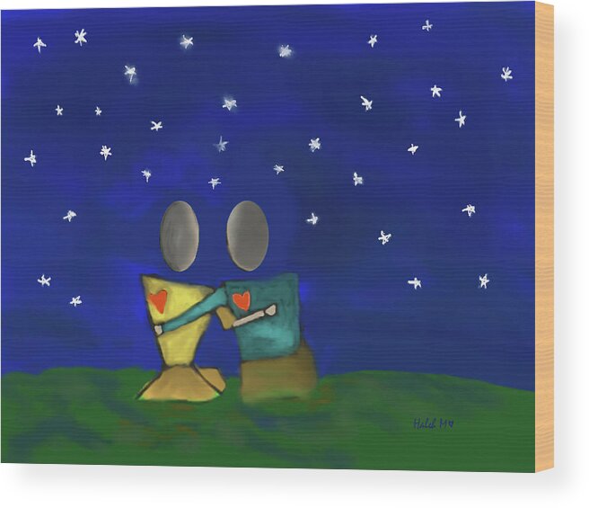 Heart Wood Print featuring the digital art Star watching by Haleh Mahbod