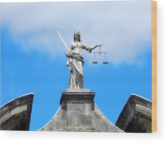 Ireland Wood Print featuring the photograph Statue of Justice by Sue Morris
