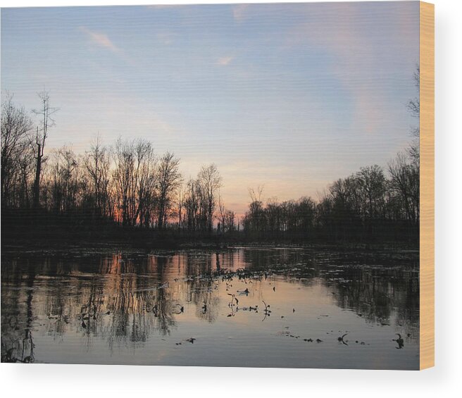Richmond River Photographs Wood Print featuring the photograph Stillness Virginia Waterways by Digital Art Cafe
